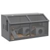 PawHut Wooden Hamster Cage, Gerbil Cage for Syrian Hamster with Exercise Play House, Openable Top 85 x 45 x 44cm - Grey