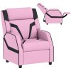 AIYAPLAY Kids Recliner, 2 in 1 Toddler Gaming Recliner with Backrest, Armrest, Footrest, PU Leather Lounge Armchair for Playroom, Bedroom, Kids Room, Pink