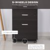 Vinsetto 2-Drawer Locking Office Filing Cabinet w/ 5 Wheels Rolling Storage Hanging A4 Cupboard Home Organisation Black Wood Grain