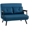 HOMCOM 2 Seater Sofa Bed, Click Clack Convertible Bed Settee, Modern Velvet Feel Fabric Sofa Couch with 2 Tufted Cushions, Wood Armrests for Living Room, Bedroom, Guest Room, Navy Blue