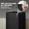 Vinsetto 3-Drawer Mobile Filing Cabinet, Steel Lockable File Cabinet for A4, Legal, Letter, Compact Under Desk Storage Unit with Pre-Assembled Body for Home Office, 30 x 45 x 59cm, Black