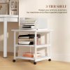 HOMCOM 3-Tier Printer Stand with Storage Shelf, Mobile Printer Table on Wheels, 50 x 50 x 52.5cm Rolling Printer Cart for Home Office, White