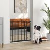 PawHut Dog Gate Wide Stair Gate w/ Door Pressure Fit Pets Barrier for Doorway, Hallway, 76H x 75-95W cm - Black