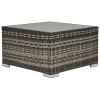 Outsunny Rattan Garden Coffee Table, 65 cm Square Garden Rattan Table with Tempered Glass Top, All-Weather Wicker Bistro Outdoor Furniture for Patio, Balcony, Porch, Deep Grey