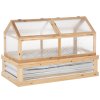 Outsunny Raised Garden Bed with Greenhouse Top, Garden Wooden Cold Frame Greenhouse Flower Planter Protection with 2 Independent Roofs, 122x 61 x 82cm, Natural