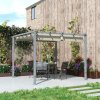 Outsunny 3 x 3(m) Garden Pergola with Retractable Roof Canopy and Wood Grain Aluminium Frame, Outdoor Gazebo Pergola Kit, UPF30+ Sun Shade Shelter for Deck, Porch, Grey