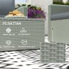 Outsunny 4 Piece Rattan Garden Furniture Set, 4 Seater Wicker Outdoor Sofa Set with 2 Armchairs, Loveseat, Acacia Wood Top Coffee Table, Cushions, Patio Conservatory Set for Balcony, Light Grey