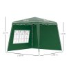 Outsunny 2.4 x 2.4m Pop Up Gazebo Canopy Tent with 2 Sidewalls and Carry Bag, Height Adjustable, UV50+ Party Tent Event Shelter for Garden, Patio, Green