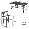 Outsunny 7 Pieces Patio Dining Set, 6 Seater Outdoor Table and Stackable Chairs with Umbrella Hole, Galvanised Steel Frame, Space Saving, for Poolside, Garden, Black