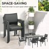 Outsunny 6 Seater Garden Dining Set, Stackable Armchairs and Wood-like Top Table, Space-Saving Outdoor Table and Chairs with Breathable Mesh Seat, Garden Furniture Set, Grey