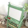 AIYAPLAY Art Easel for Kids with Paper Roll, 3 in 1 Kids Easel Double-Sided Magnetic Whiteboard and Chalkboard with Storage Baskets, for Children 3-6 Years - Green