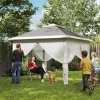 Outsunny 3.3 x 3.3m Pop Up Gazebo, Double Roof Foldable Canopy Tent with Zipped Mesh Sidewalls, Height Adjustable and Carrying Bag, Event Tent for Patio Garden, Dark Grey