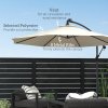 Outsunny 3(m) Banana Cantilever Parasol with Solar LED Lights, Garden Umbrella with Cross Base and Crank Handle, Hanging Offset Sun Shade for Outdoor, Patio, Beige
