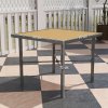 Outsunny Garden Table for 4, 90 cm Rectangular Outdoor Dining Table with 4.2 cm Umbrella Hole, Wood Effect Top, Rust Resistant Frame, for Patio, Balcony, Terrace, Natural Wood Finish