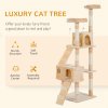 PawHut Cat Tree for Indoor Cats, 173 cm Cat Tower Scratching Post, Tall Climbing Tower, Activity Centre House, Cream
