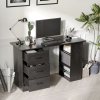 HOMCOM Computer Desk, Writing Table, PC Workstation with 3 Storage Shelves and Drawers, Black Handle, for Home Office
