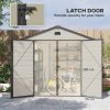Outsunny 8 x 6ft Plastic Garden Storage Shed with Foundation Kit, Polypropylene Outdoor Storage Tool House with Ventilation Slots and Lockable Door, Cream White