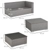 Outsunny 5 Pieces Rattan Garden Furniture Set, Wide & Deep Garden Sofa with Thickened Cushions, Outdoor Furniture Conservatory Set with Loveseats, Footstools and Glass Top Table for Patio, Grey