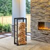HOMCOM Metal Firewood Log Holder Tall Firewood Rack Indoor Outdoor Fireplace Wood Storage Shelf with Side Rails, Rust-Resistant, Black, 40W x 25D x 100H cm