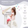 AIYAPLAY 32 Keys Kids Piano Keyboard with Stool, Lights, Microphone, Multiple Sounds, Removable Legs, Electronic Musical Instrument for Boys Girls, White