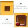 Pawhut Garden Wooden Cat House Outdoor Pet Play Home Waterproof Roof Kitty Shelter Kennel w/ith Door & Window