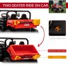 HOMCOM 2 Seater Kids Ride On Car with Electric Bucket, 12V Battery Powered Electric UTV with Shovel, Parental Remote, 4 Spring Suspension Wheels, Working Horn, Music - Red