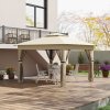 Outsunny 3 x 3(m) Pop Up Gazebo with Sides, 20 Solar-Powered LED Lights, Netting, Roller Bag, 4 Weight Bags, Marquee Party Tent, Height Adjustable Instant Event Shelter, Khaki