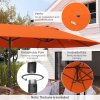 Outsunny 4.6m Large Garden Parasol Double-Sided Sun Umbrella Patio Market Canopy Shade Outdoor Orange - NO BASE
