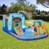 Outsunny 5 in 1 Kids Bouncy Castle Narwhals Style Inflatable House with Slide Trampoline Pool Water Gun Climbing Wall with Inflator Carrybag, 4.2 x 3.7 x 2.3m