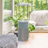 Outsunny 30 cm Tall Garden Waterfall Fountain with LED Lights and Pump, Garden Water Feature Water Fountain with Adjustable Flow and Cut-out Design for Indoor and Outdoor Decor, Light Grey