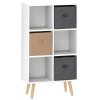HOMCOM Freestanding 6 Cube Storage Cabinet Unit w/ 3 Fabric Drawers Handles Home Office Organisation Shelves Furniture