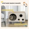 PawHut Cat Scratcher Cat Scratching Board Radio Shape with Catnip, Natural Wood Finish