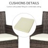 Outsunny 4 Pieces Outdoor PE Rattan Dining Chairs Set with Cushion, Garden Armchair with Armrests, High Backrest, Metal Frame Patio Wicker Furniture, Deep Coffee