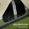 Outsunny 2 Bedroom Camping Tent for 6-8 Man, Large Family Tent with 2000mm Waterproof Rainfly and Screen Panels, Portable with Bag, for Fishing Hiking Festival, Dark Green