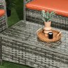 Outsunny 4 Pieces Outdoor PE Rattan Garden Furniture with Cushions, Patio Special Hand Weave Wicker Conservatory Sofa Set with Glass Top Coffee Table, Orange
