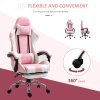 Vinsetto Ergonomic Gaming Chair, PU Leather Reclining Computer Chair with Footrest and Lumbar Support, Headrest and Adjustable Height for Adults, Pink