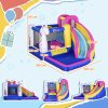 Outsunny Bouncy Castle for Children, 5 in 1 Inflatable Bounce House Unicorn Design with Blower, Slide, Climbing Wall, Basketball Hoop, for Ages 3-8 Years