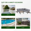 Outsunny 4 Pieces Aluminium Garden Furniture Sets with Thick Padded Cushion, 5 Seater Outdoor L Shape Corner Sofa Conversation Set, w/ Coffee Table and Sofa Side Table for Patio, Deck, Dark Grey