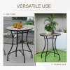 Outsunny 60 cm Mosaic Garden Table, Small Round Outdoor Side Table with Ceramic Top, Plant Stand for Patio, Balcony, Grey and Beige