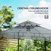 Outsunny 2.4 x 1.5 m (8' x 5') Grill Gazebo Canopy with LED Lights, Double Tiered Outdoor BBQ Gazebo Shelter with 2 Side Shelves, Storage Basket and Hooks for Garden, Barbecue, Picnic, Dark Grey