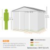 Outsunny 7.7 x 5.7ft Metal Garden Shed, Galvanised Outdoor Tool Storage House with Ventilation Slots and Sliding Doors, Light Grey