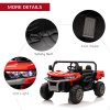 HOMCOM 2 Seater Kids Ride On Car with Electric Bucket, 12V Battery Powered Electric UTV with Shovel, Parental Remote, 4 Spring Suspension Wheels, Working Horn, Music - Red