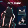 HOMCOM Gaming Chair for Adults with Cat Ears, Reclining Computer Chair with Footrest, Faux Leather Game Chair with Lumbar Support and Headrest, Height Adjustable Swivel PC Chair, Black