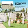 Outsunny 3 x 3 m Pergola with Retractable Roof Canopy and Netting Sidewalls, Aluminium Frame Garden Gazebo Outdoor Sun Shade Shelter for Grill, Patio, Deck, Khaki