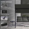 Outsunny 3 Seater Garden Swing Seat Swing Chair with Adjustable Canopy, Removable Cushion and Coffee Tables for Outdoor Patio Garden Dark Grey