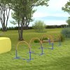 PawHut Dog Agility Equipment,4PCs Portable Dog Play Run Jump Obedience Training Set w/ Agility Bows, Carry Bag