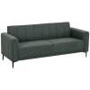 HOMCOM 3 Seater Sofa, Modern Fabric Sofa Couch, Channel Tufted Upholstered Sofa Settee for Living Room, Guest Room, Bedroom, Home Office, Charcoal Grey