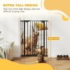 PawHut Extra Tall Dog Gate with Cat Flap, Pet Safety Gate for Doorways Stairs with Auto Close Double Locking, 104 cm Tall 74-80 cm Wide, Black