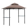 Outsunny 2.5x1.5m (8'x5') Grill Gazebo Canopy, Double Tiered Outdoor BBQ Gazebo Shelter with 2 Side Shelves for Garden, Patio, Barbecue, Picnic, Coffee