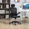 Vinsetto High Back Office Chair, Mesh Computer Desk Chair with Rotatable Headrest, 4D Lumbar Support, Flip-up Arm, Adjustable Height, Black